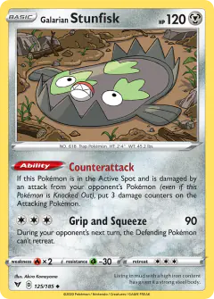 Galarian Stunfisk 125/185 Uncommon card from Vivid Voltage