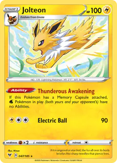 Jolteon 047/185 Rare card from Vivid Voltage