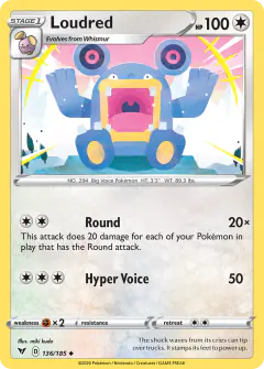 Loudred 136/185 Uncommon card from Vivid Voltage