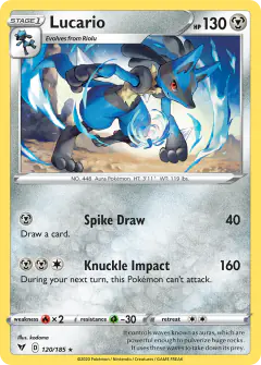 Lucario 120/185 Rare card from Vivid Voltage
