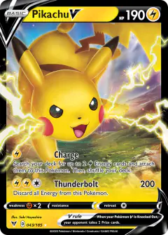 Pikachu V 043/185 Rare Holo V card from Vivid Voltage
