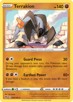 Terrakion 092/185 Rare card from Vivid Voltage