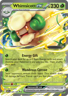 Whimsicott ex 005/086 Double Rare card from White Flare