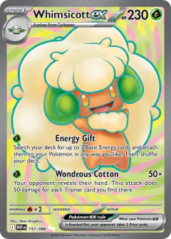 Whimsicott ex 157/086 Ultra Rare card from White Flare