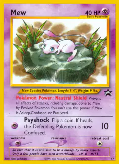 Mew 47 Promo card from Wizards Black Star Promos