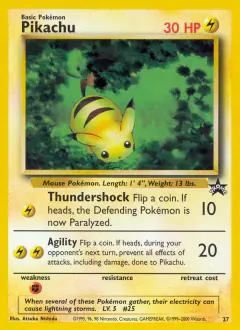 Pikachu 27 Promo card from Wizards Black Star Promos