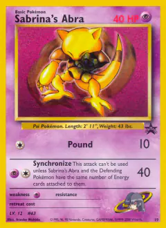 Sabrina's Abra 19 Promo card from Wizards Black Star Promos