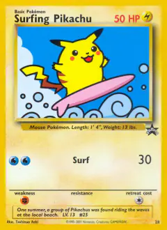 Surfing Pikachu 28 Promo card from Wizards Black Star Promos