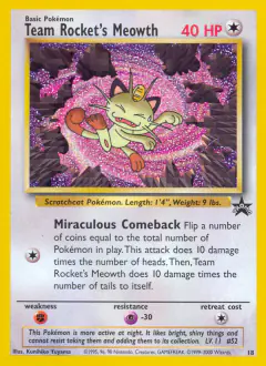 Team Rocket's Meowth 18 Promo card from Wizards Black Star Promos