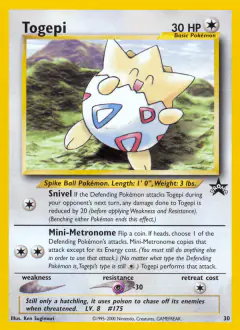 Togepi 30 Promo card from Wizards Black Star Promos