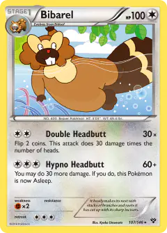 Bibarel 107/146 Rare card from XY Base