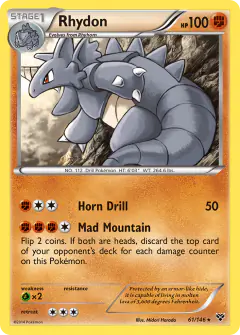 Rhydon 61/146 Rare card from XY Base