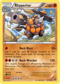 Rhyperior 62/146 Rare Holo card from XY Base