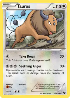 Tauros 100/146 Rare card from XY Base