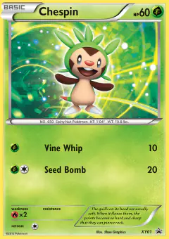 Chespin XY01 Promo card from XY Black Star Promos