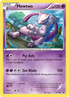 Mewtwo XY100 Promo card from XY Black Star Promos