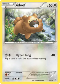 Bidoof 12/30 Common card from XY Trainer Kit Bisharp