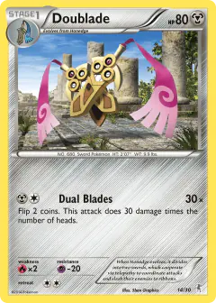 Doublade 14/30 Common card from XY Trainer Kit Bisharp