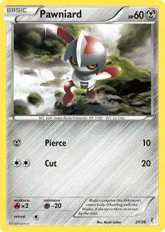 Pawniard 21/30 Common card from XY Trainer Kit Bisharp