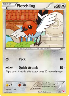 Fletchling 4/30 Common card from XY Trainer Kit Latias