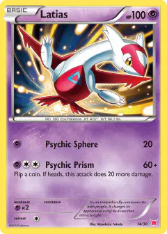Latias 14/30 Common card from XY Trainer Kit Latias