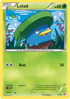 Lotad 11/30 Common card from XY Trainer Kit Latias