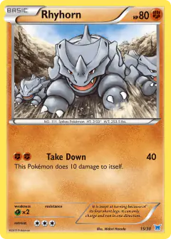 Rhyhorn 15/30 Common card from XY Trainer Kit Latios