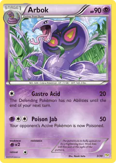 Arbok 3/30 Common card from XY Trainer Kit Noivern