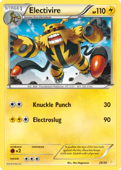 Electivire 25/30 Common card from XY Trainer Kit Pikachu Libre