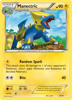 Manectric 22/30 Common card from XY Trainer Kit Pikachu Libre