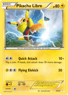 Pikachu Libre 14/30 Common card from XY Trainer Kit Pikachu Libre