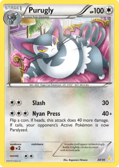 Purugly 24/30 Common card from XY Trainer Kit Pikachu Libre