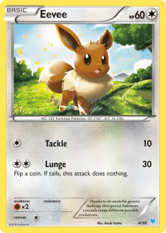 Eevee 4/30 Common card from XY Trainer Kit Suicune