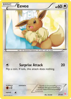 Eevee 21/30 Common card from XY Trainer Kit Sylveon