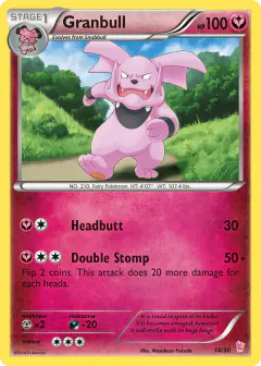 Granbull 14/30 Common card from XY Trainer Kit Sylveon