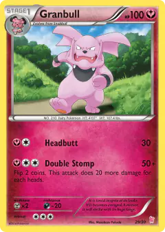 Granbull 29/30 Common card from XY Trainer Kit Sylveon