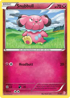 Snubbull 11/30 Common card from XY Trainer Kit Sylveon